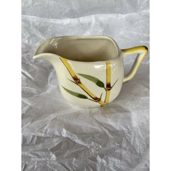 California Weil Ware vintage hand decorated bamboo design creamer Yellow 1950's - Picture 3 of 6